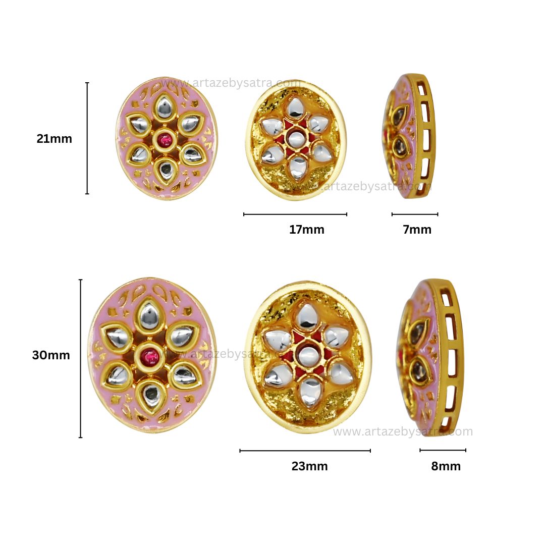 Oval Meenakari Kundan Beads | C-338