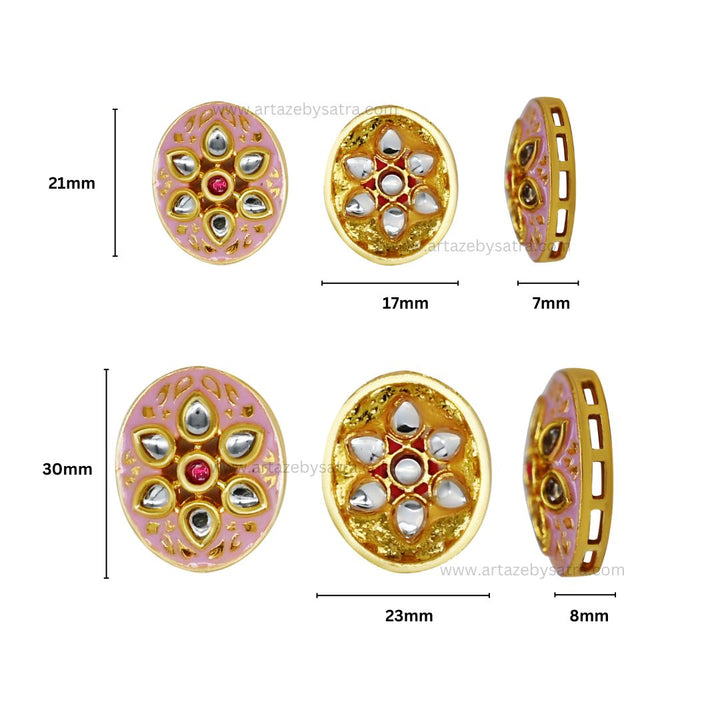 Oval Meenakari Kundan Beads | C-338