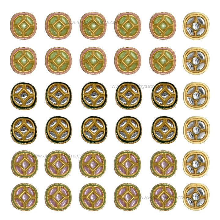 Meenakari Kundan Beads | Size : 15mm | Qty : 12pcs | C-271