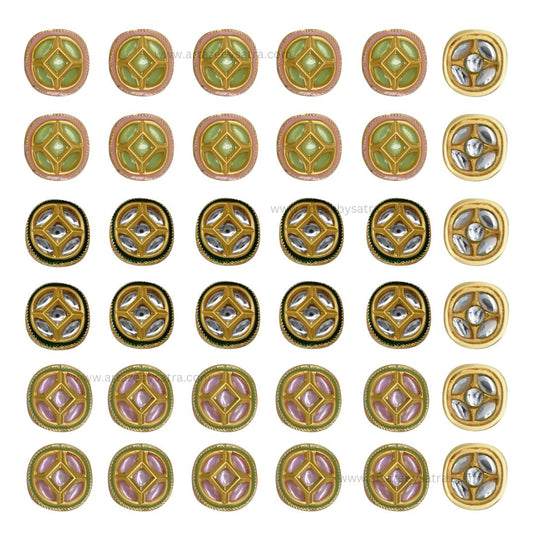 Meenakari Kundan Beads | Size : 15mm | Qty : 12pcs | C-271