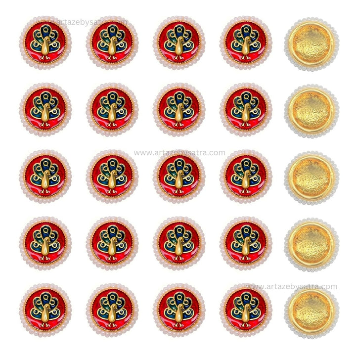 Meenakari Kundan Beads | Size : 14mm | Qty : 12pcs | C-926