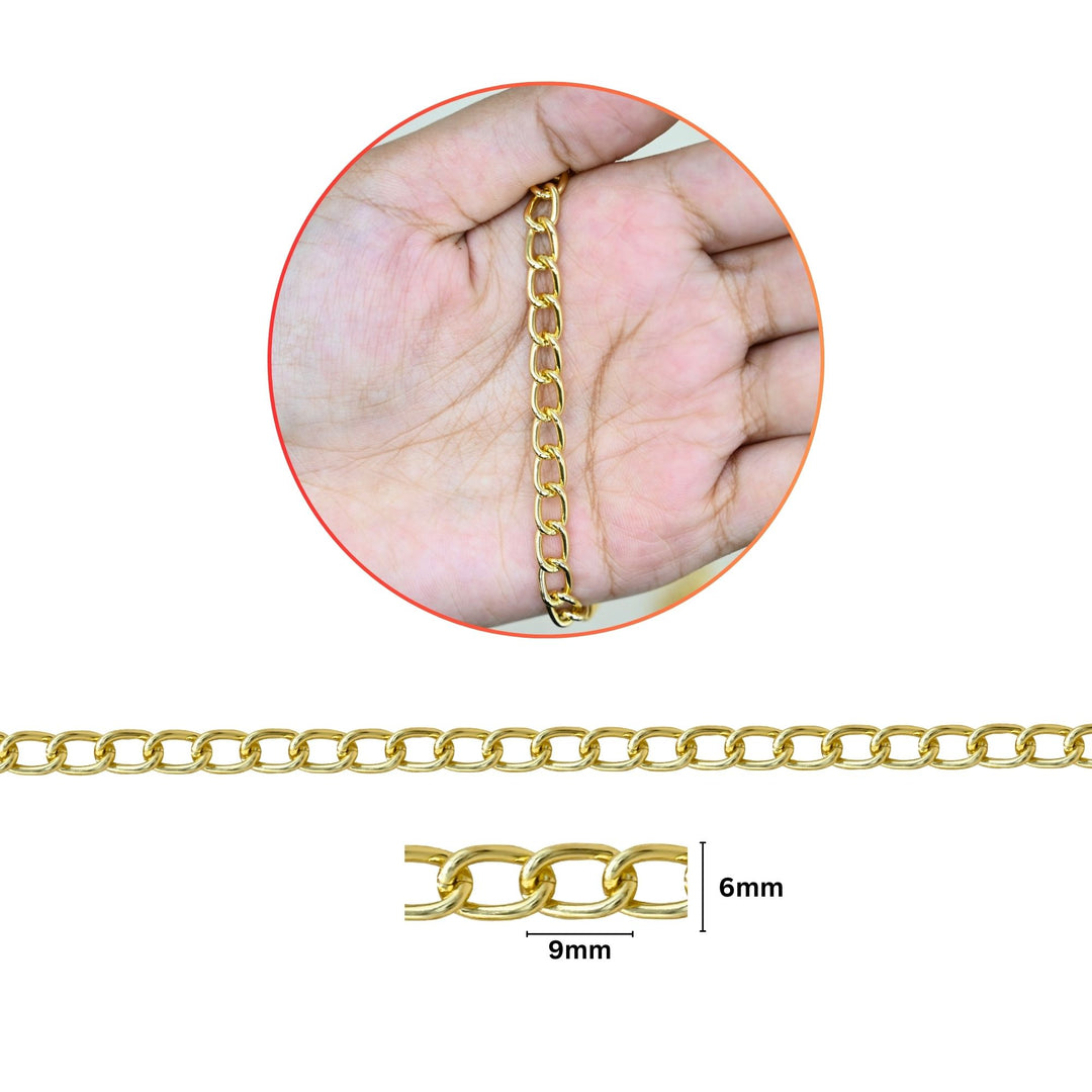 Aluminium Chain | Size : W-6mm H-9mm | Qty : 1mtr | JT-14-43-17