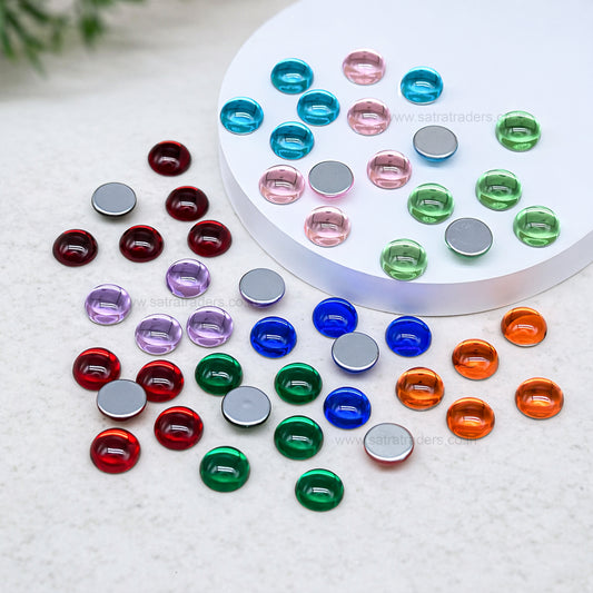 Round Glass Flatback Stones | Size : 12mm | Qty : 25pcs | AS10