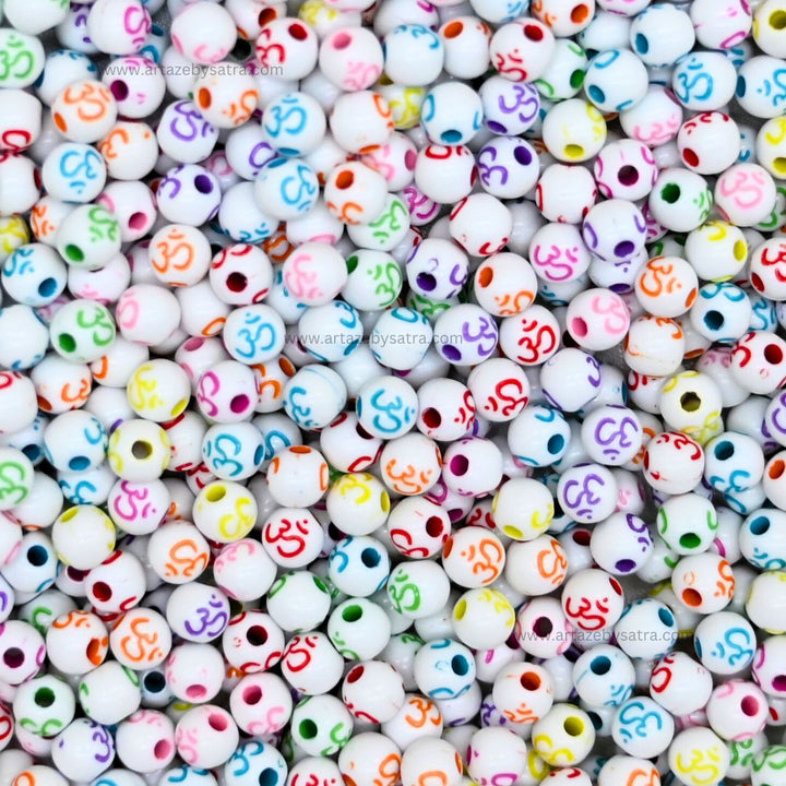 Om Pastel Plastic Beads | Size : 6mm | PB03