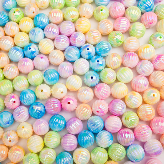 Assorted Shiny Pumpkin Shape Plastic Beads | Size: 16mm | Qty: 12pcs (High Quality) | PB200