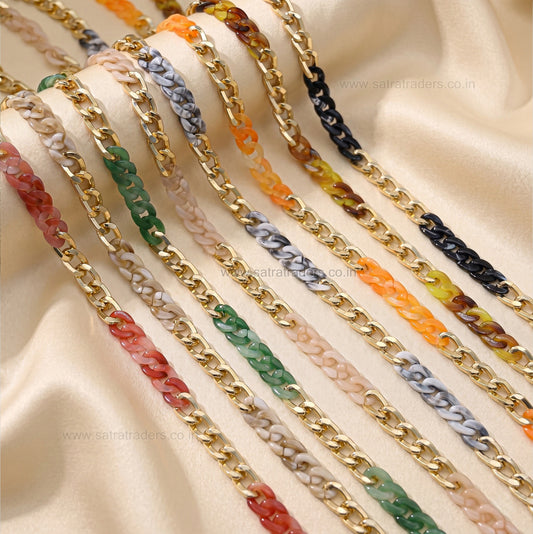 Acrylic & Aluminium Link Chain | Size : 14mm | Qty : 1mtr | AC30