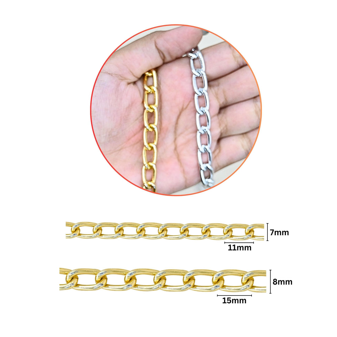 Aluminium Chain | Size : W-7mm,8mm | Qty : 1mtr | JT-14-43-7