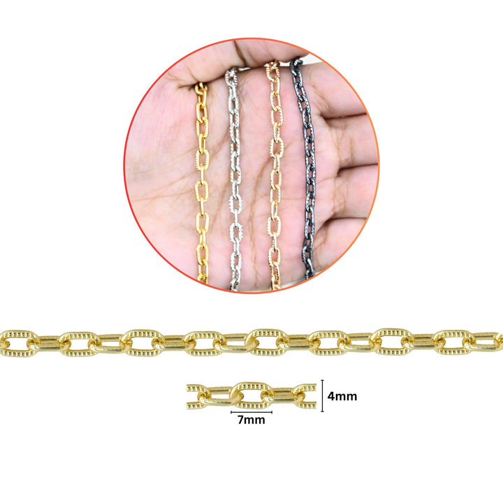 Aluminium Chain | Size : W-4mm H-7mm | Qty : 1mtr | JT-19-35-43