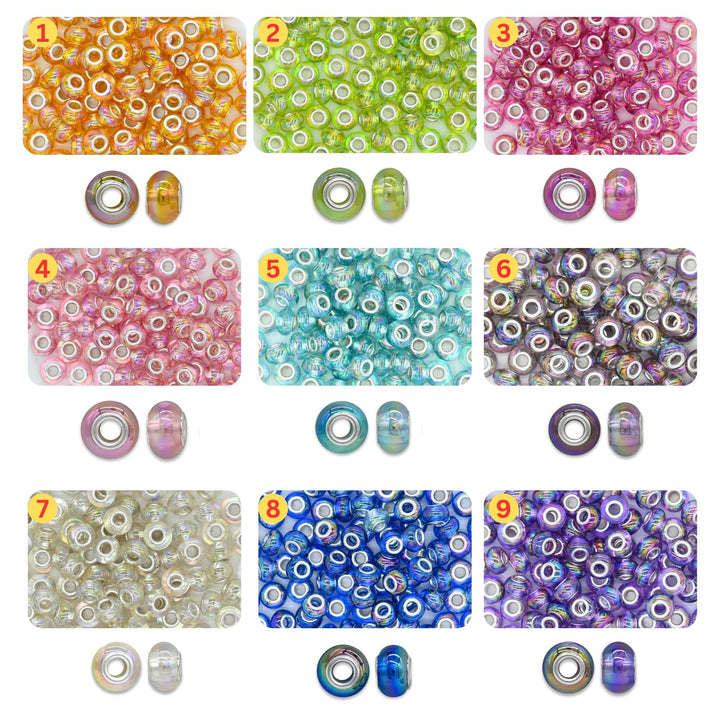 Rainbow European Acrylic Pearl Charm Spacer Beads | Size : 12mm | Qty : 12pcs