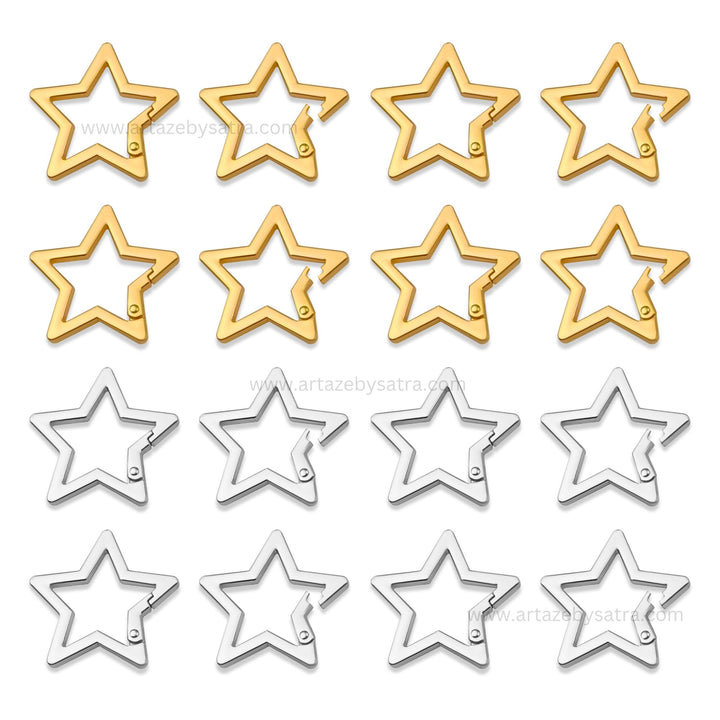 Star Alloy Lock Clasps | Size : 31mm | Qty : 4pcs | BF274