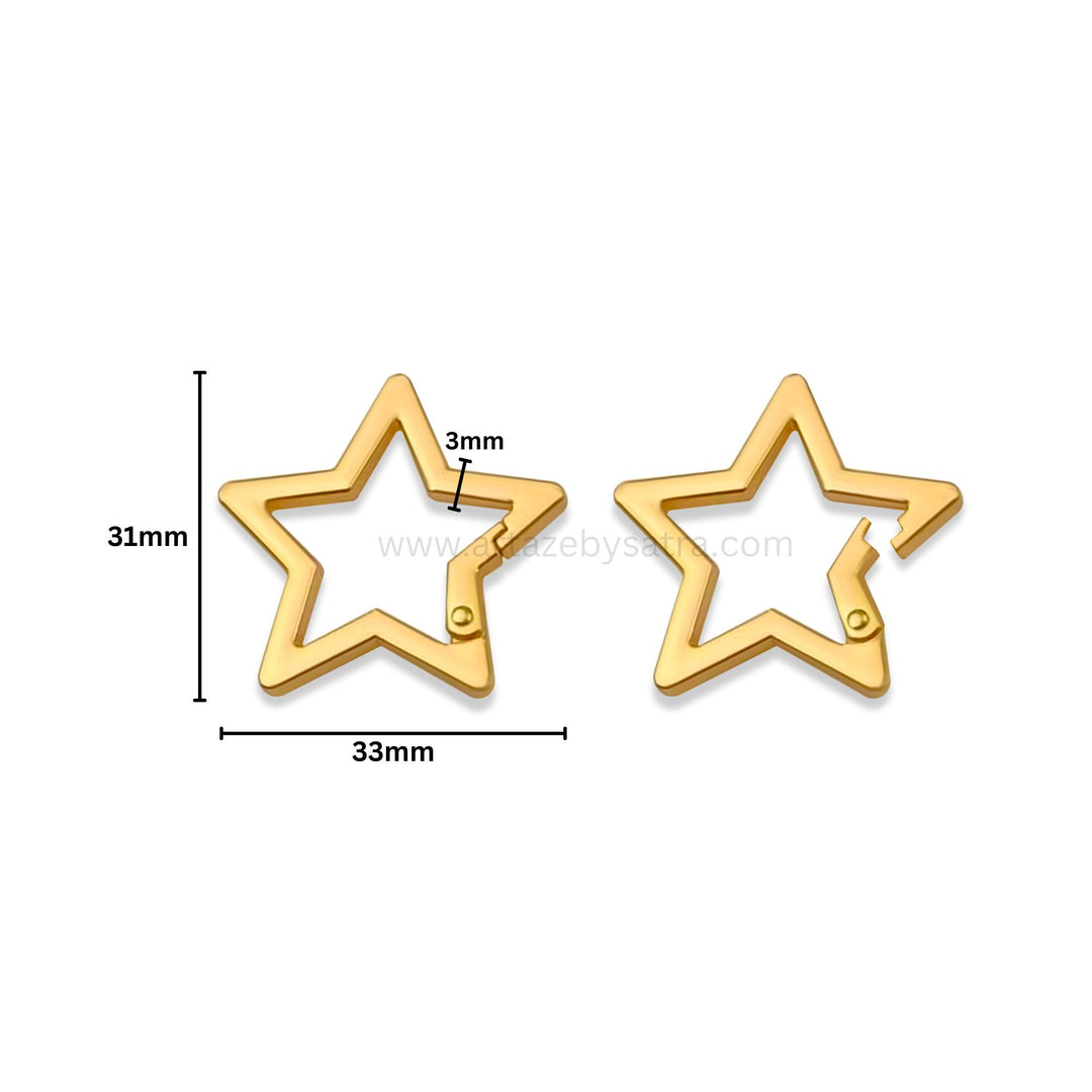 Star Alloy Lock Clasps | Size : 31mm | Qty : 4pcs | BF274