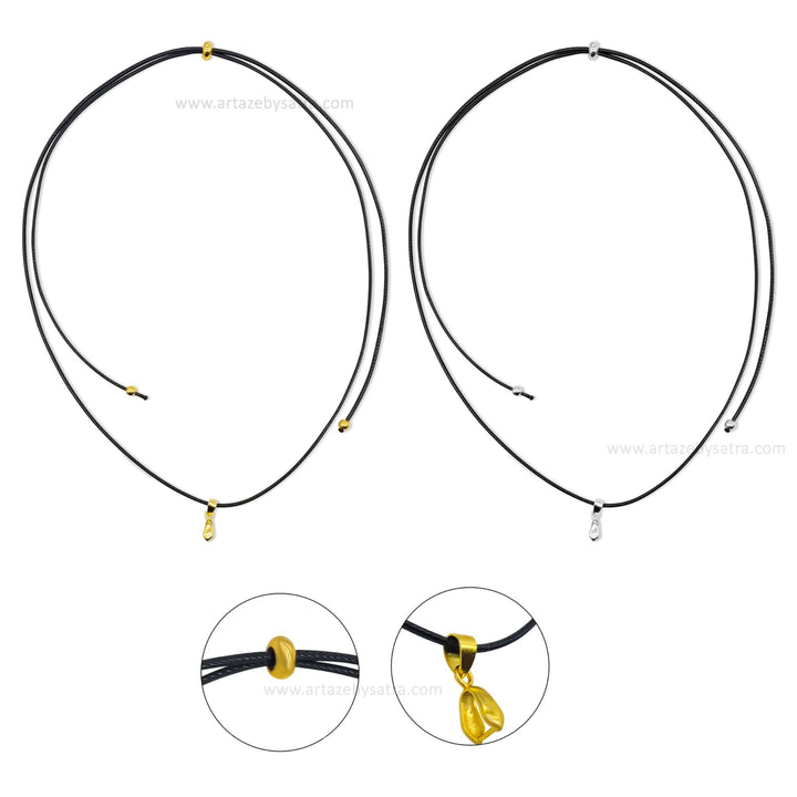 Adjustable Black Rope Strings Cords for Necklace | 2pcs