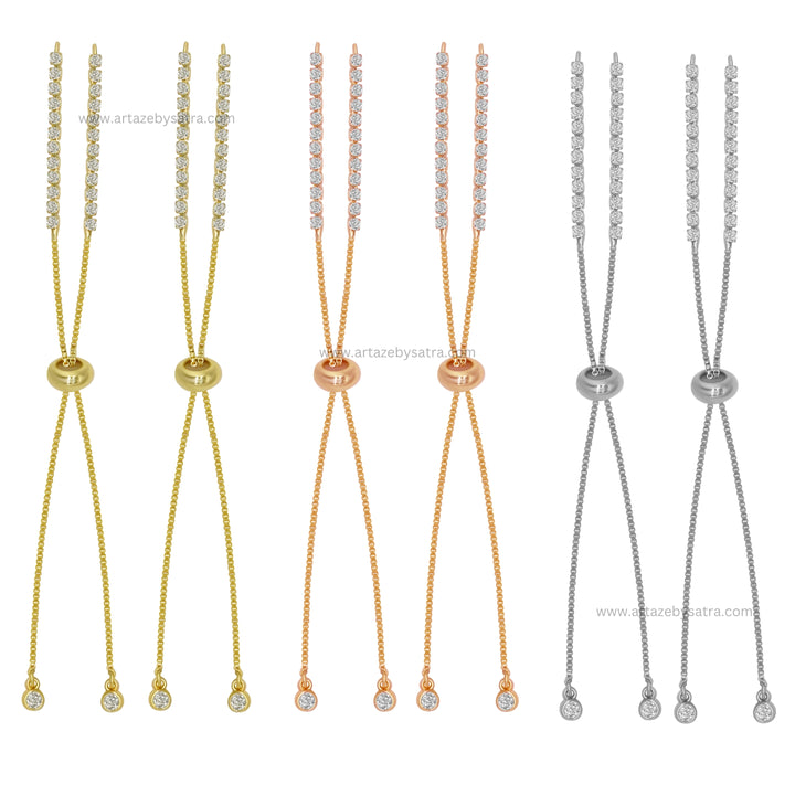 Brass Diamond Adjustable Slider Chain Bracelet | Size : 4inch | Qty : 2pcs | B01