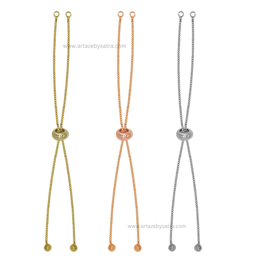 Brass Adjustable Slider Chain With End Stopper Bracelet | Size : 4inch | Qty : 2pcs | B03