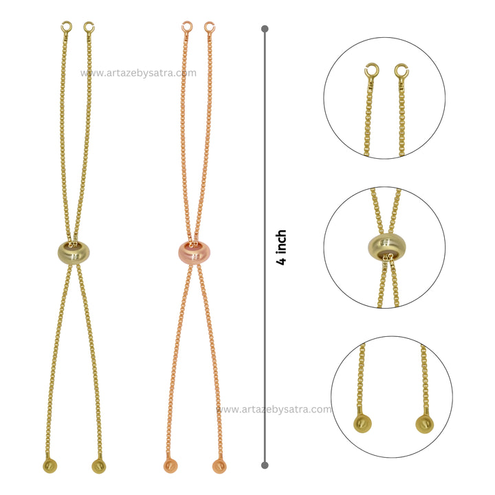 Brass Adjustable Slider Chain With End Stopper Bracelet | Size : 4inch | Qty : 2pcs | B03