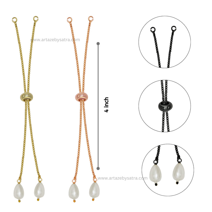 Adjustable Slider Chain With Pearl Stopper Bracelet | Size : 4inch | Qty : 10pcs | B04