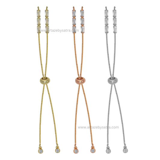 Brass Stone Adjustable Slider Bracelet | Size : 4inch | Qty : 2pcs | B10