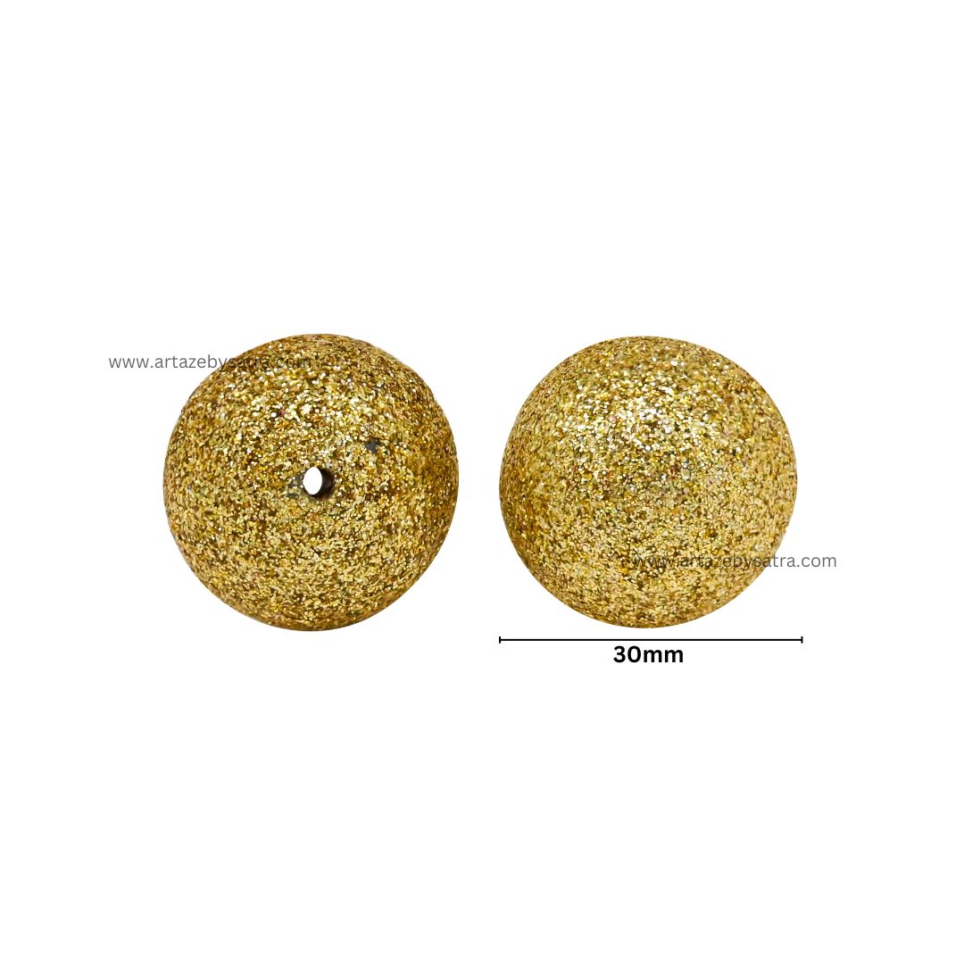 Golden Glitter Plastic Beads | Size : 30mm | 500gm