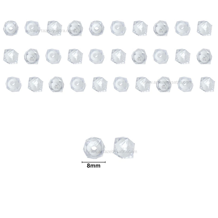 White Translucent Round Plastic Beads | Size : 8mm | PB16