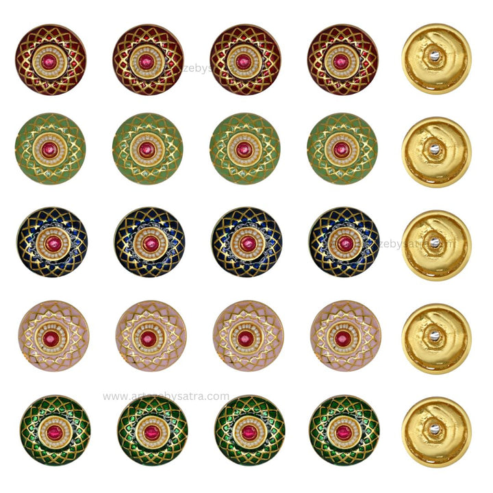 Meenakari Kundan Beads | Size : 23mm | Qty : 6pcs | C-602