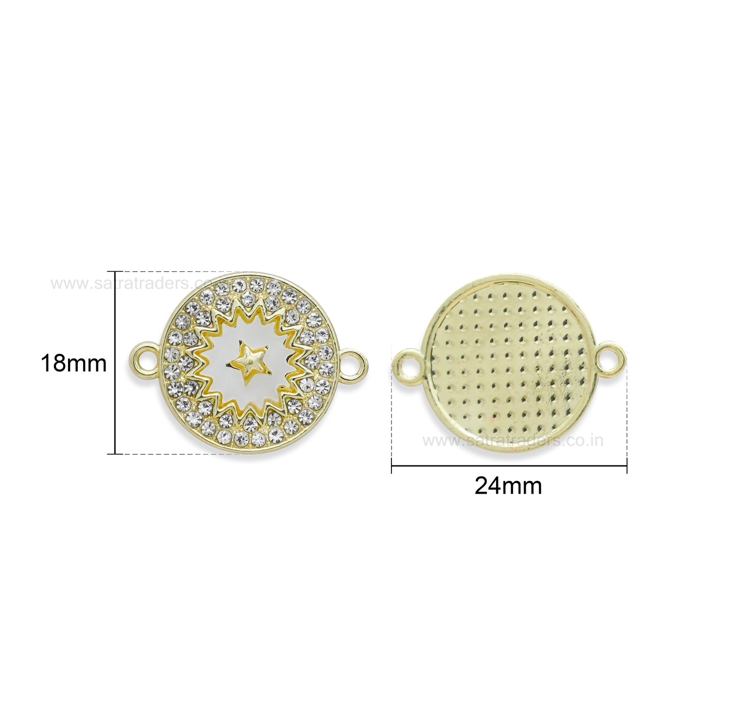 Stone Studded Evil Eye Rakhi Connector | Size : 18mm | Qty : 10pcs | CHE162