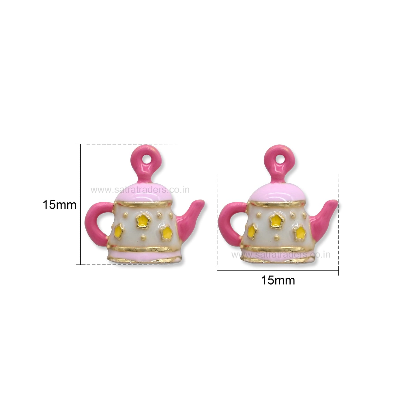 Pink Teapot Charm Pendant | Size : 15mm | Qty : 1pc | CHE178