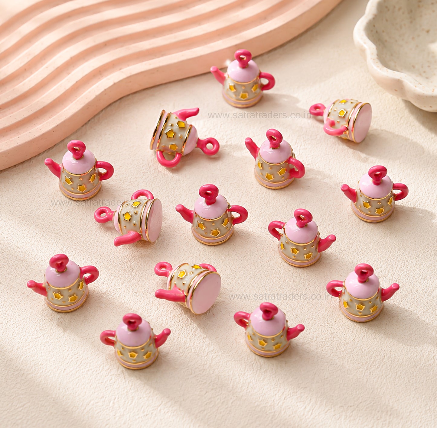 Pink Teapot Charm Pendant | Size : 15mm | Qty : 1pc | CHE178