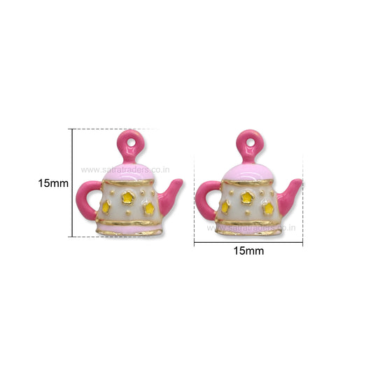 Pink Teapot Charm Pendant | Size : 15mm | Qty : 1pc | CHE178