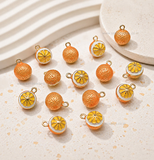 Orange Fruit Charm Pendant | Size : 13mm | Qty : 1pc | CHE196