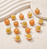 Orange Fruit Charm Pendant | Size : 13mm | Qty : 1pc | CHE196