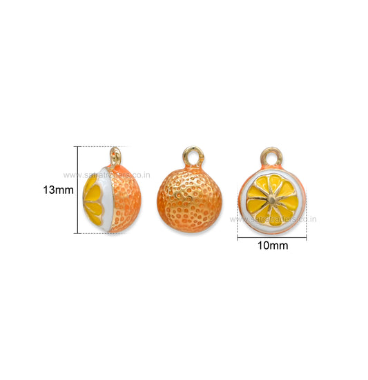 Orange Fruit Charm Pendant | Size : 13mm | Qty : 1pc | CHE196