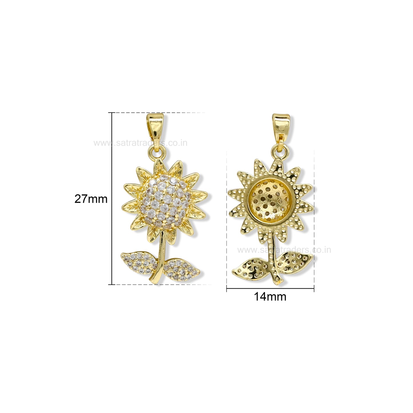 Sunflower Anti-Tarnish Charm | Size : 27mm | Qty : 1pc |CHL180
