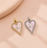 Pink Heart with Crystal Butterfly Anti-Tarnish Charm | Size : 25mm | Qty : 1pc |CHL183