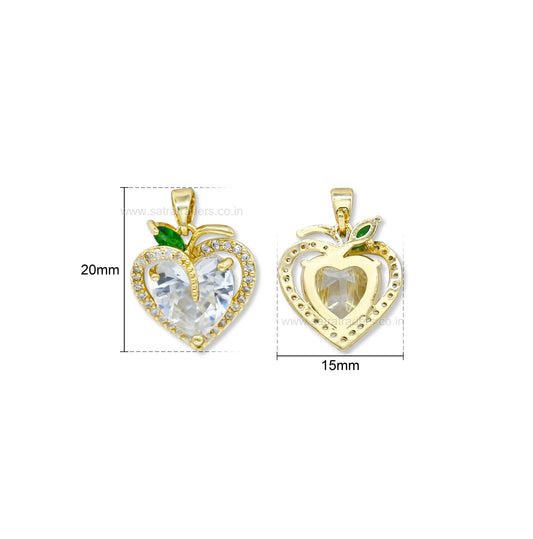 Sparkling Apple Heart Crystal Anti-Tarnish Charm | Size : 20mm | Qty : 1pc | CHL185