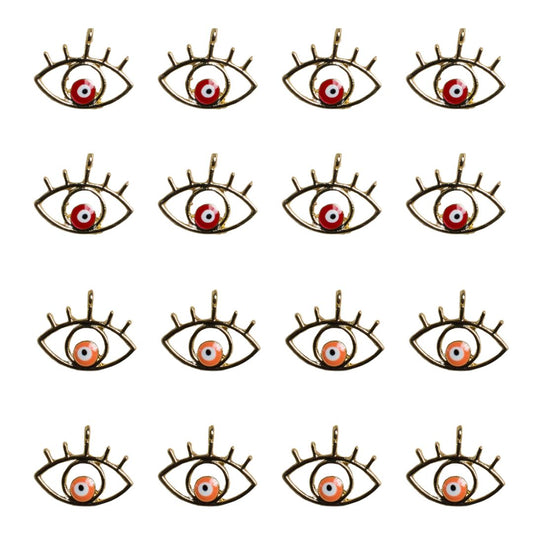 Eyelash Evil Eye Enamel Charms | Size : H 12mm W 21mm | Qty : 6pcs