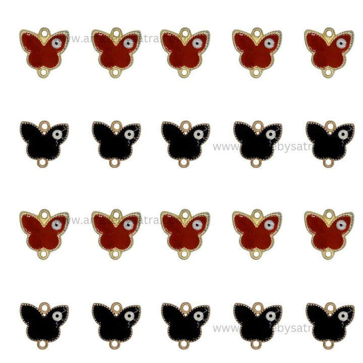 Evil Eye Butterfly Enamel Charms | Size : 17mm Ring : 17mm | 6pcs
