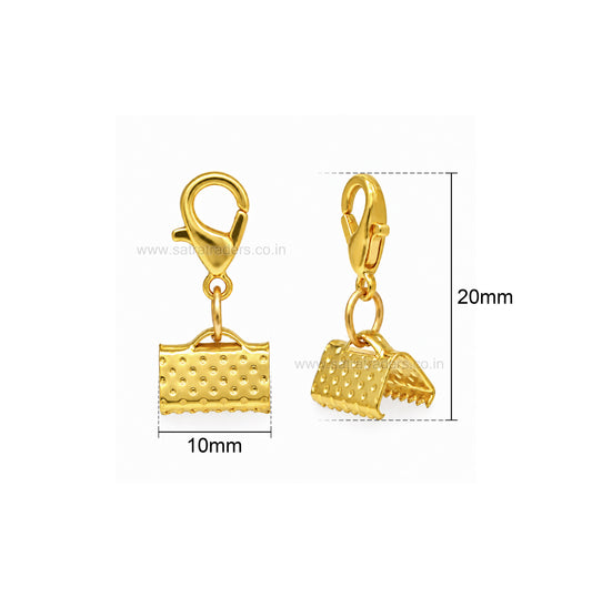 Ribbon End Crimps with Lobster Clasps |Size : 10mm | Qty : 25pcs | BF164