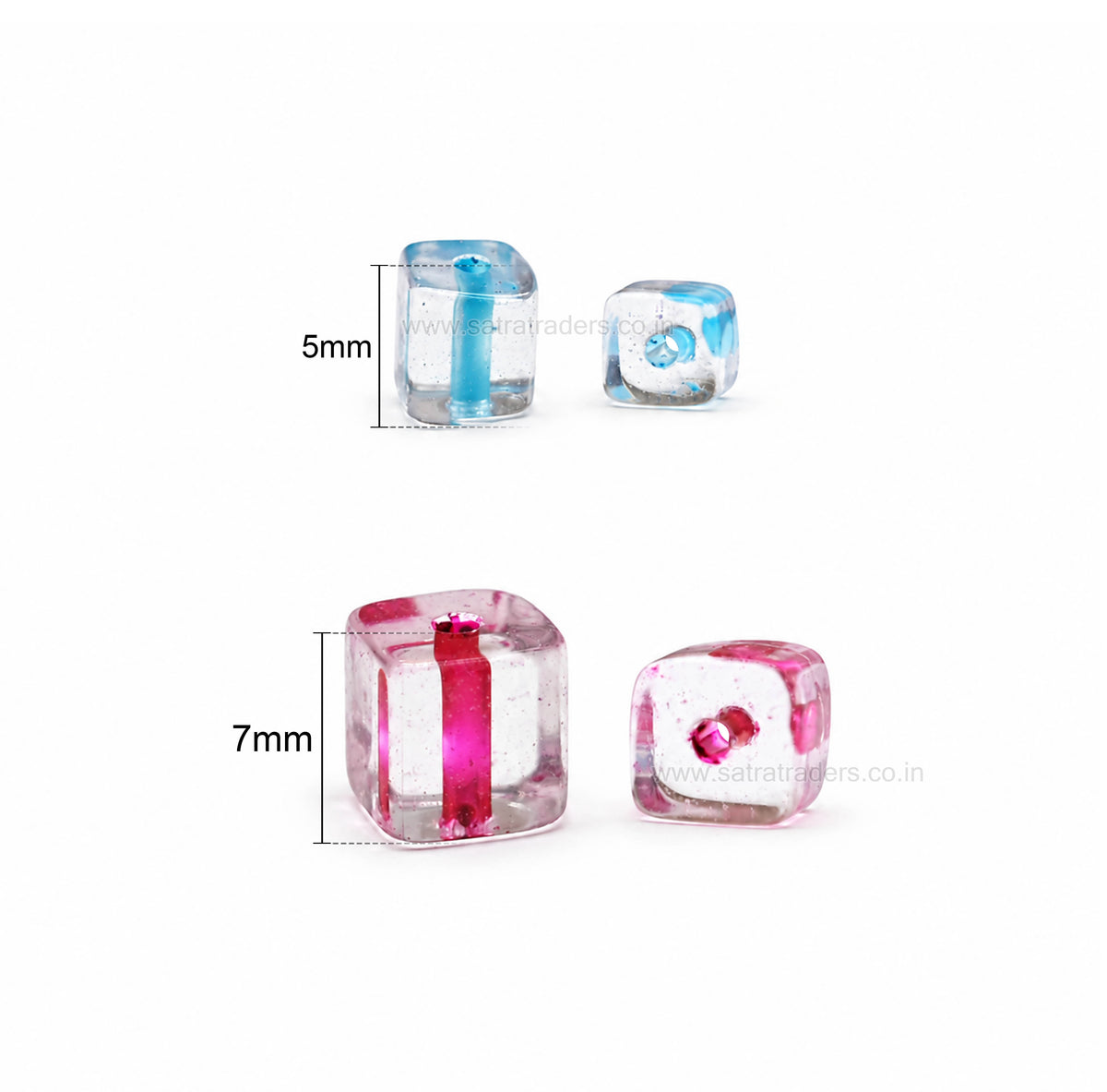 Assorted Transparent Glass Cube Beads | GB105