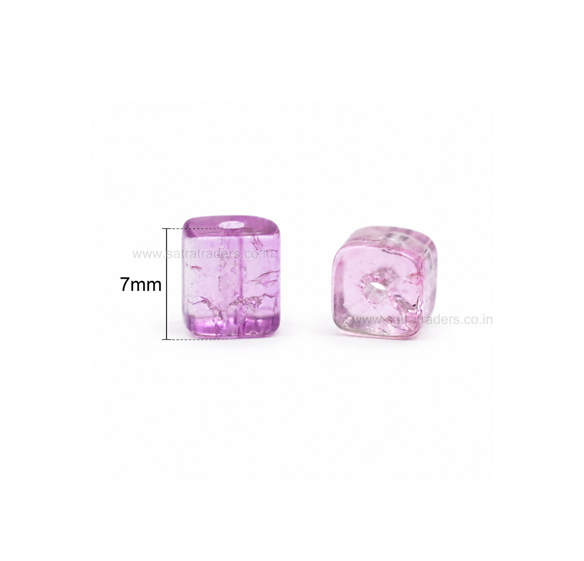 Assorted Crackle Glass Cube Beads | Size : 7mm | GB104