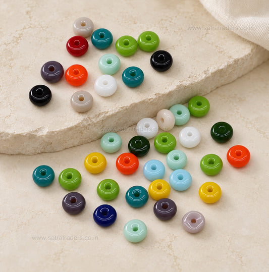 Assorted wheel spacer Glass Beads | Size : 6mm | GB100