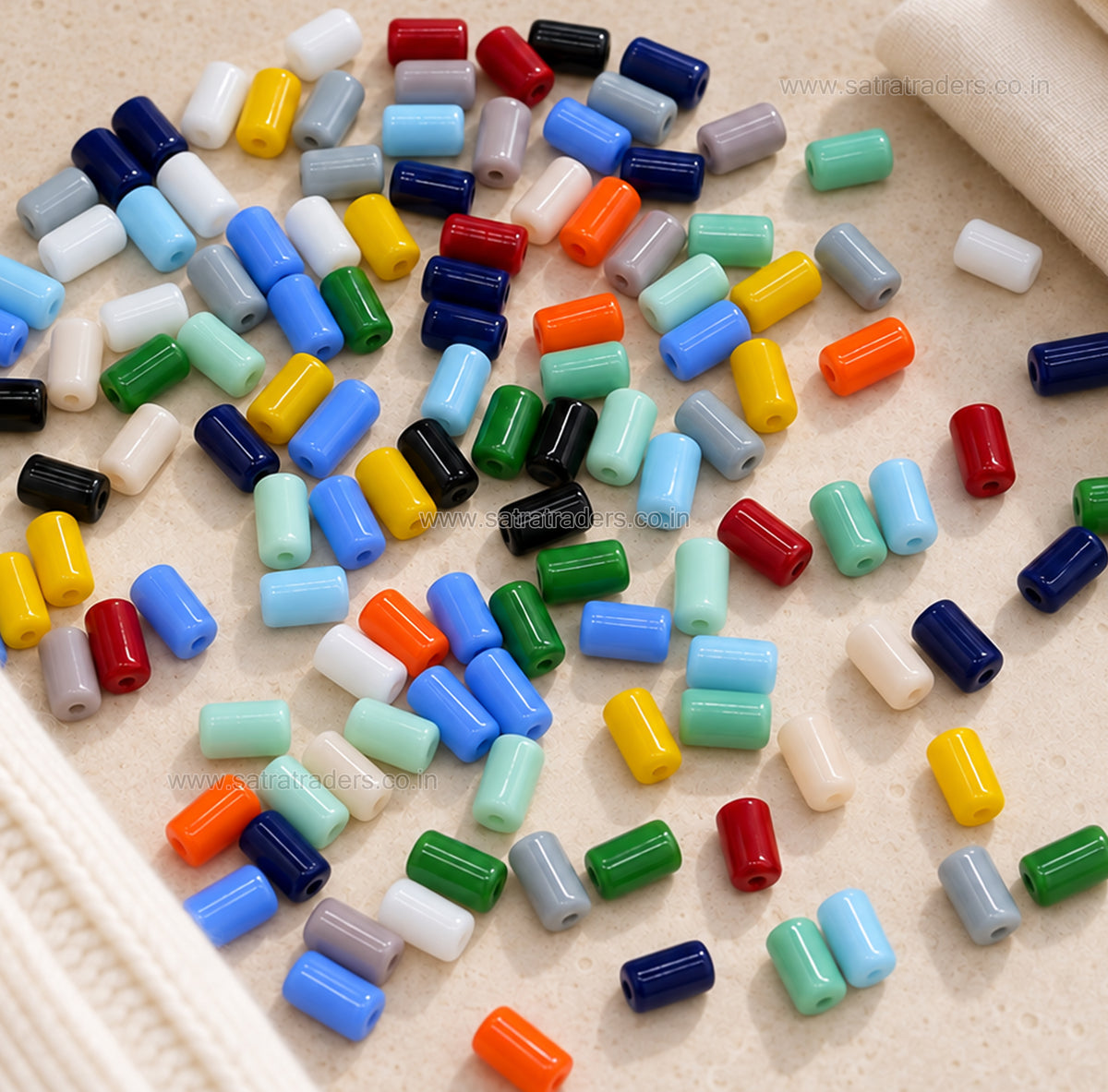 Assorted Cylindrical shape Glass Beads | Size : 7mm*4mm | GB99