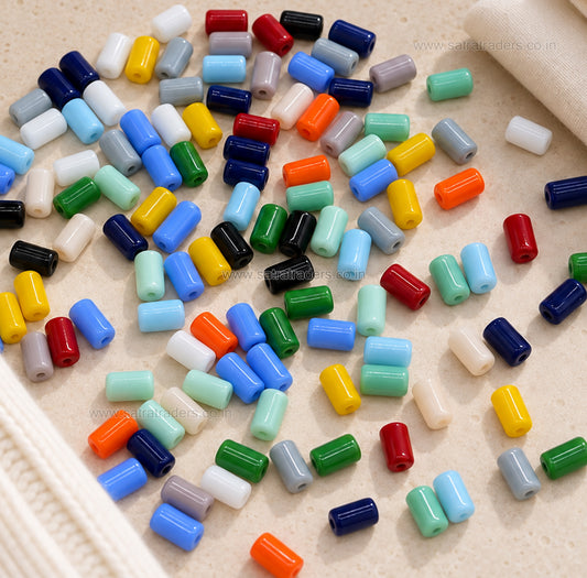 Assorted Cylindrical shape Glass Beads | Size : 7mm*4mm | GB99