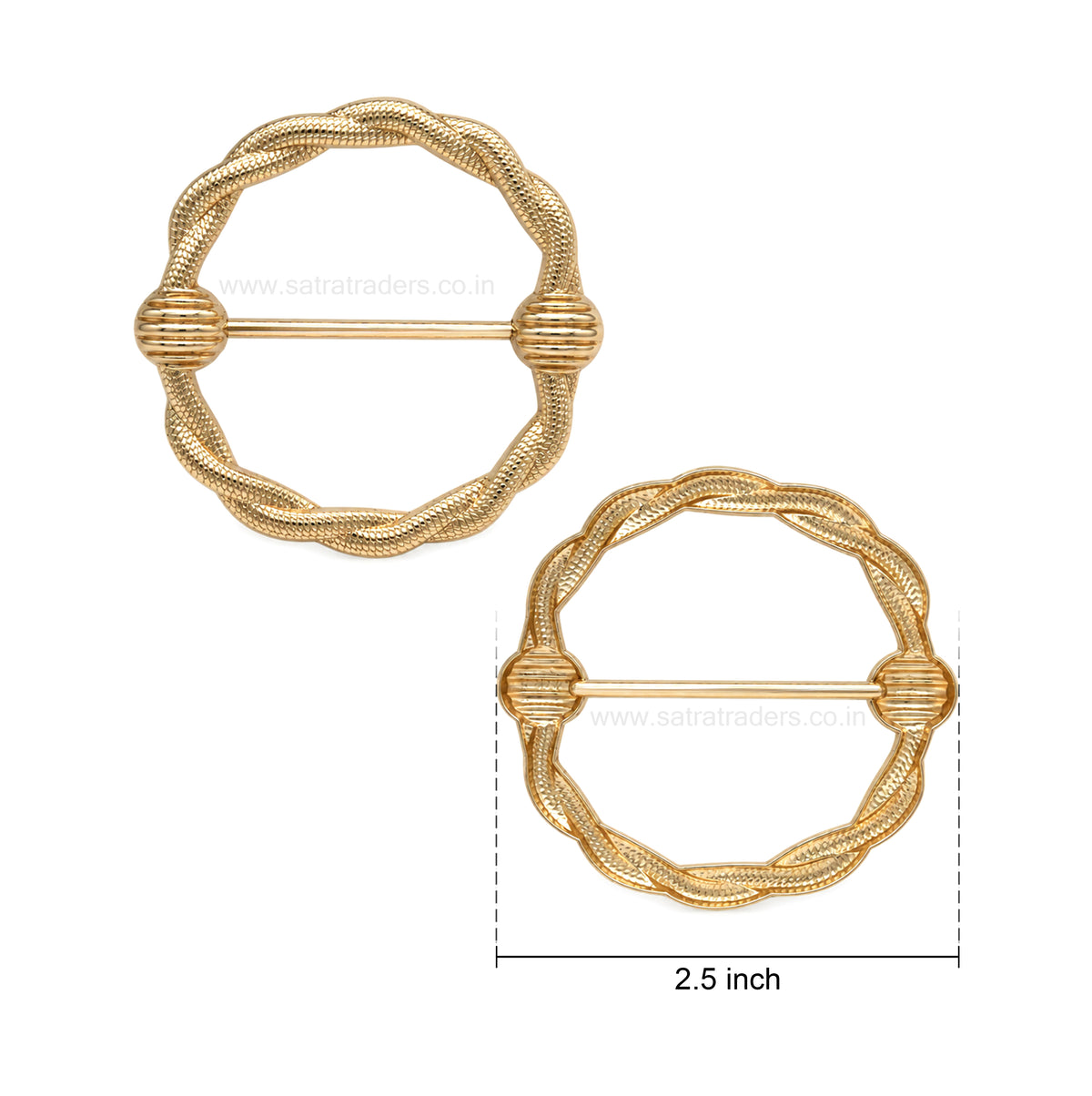 Round Twisted Rope Metal Belt Buckle | Qty : 2pcs