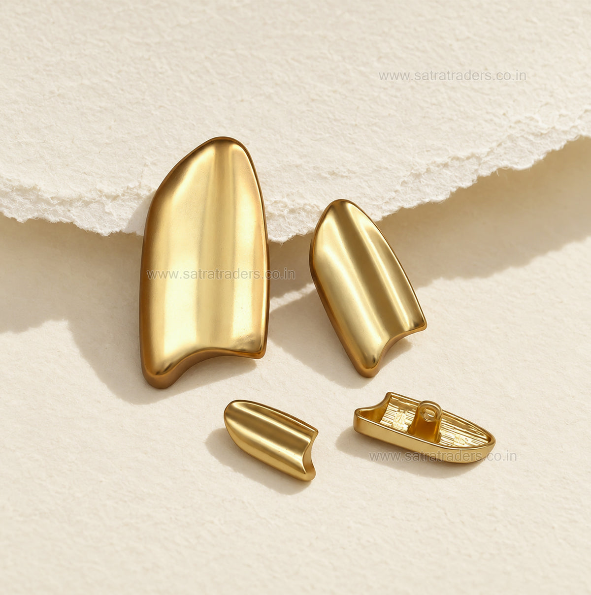 Matte Gold Irregular Asymmetric Metal Shank Buttons with Loop