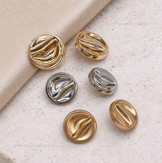 Hammered Dome Metal Shank Buttons with Loop | Qty : 6pcs