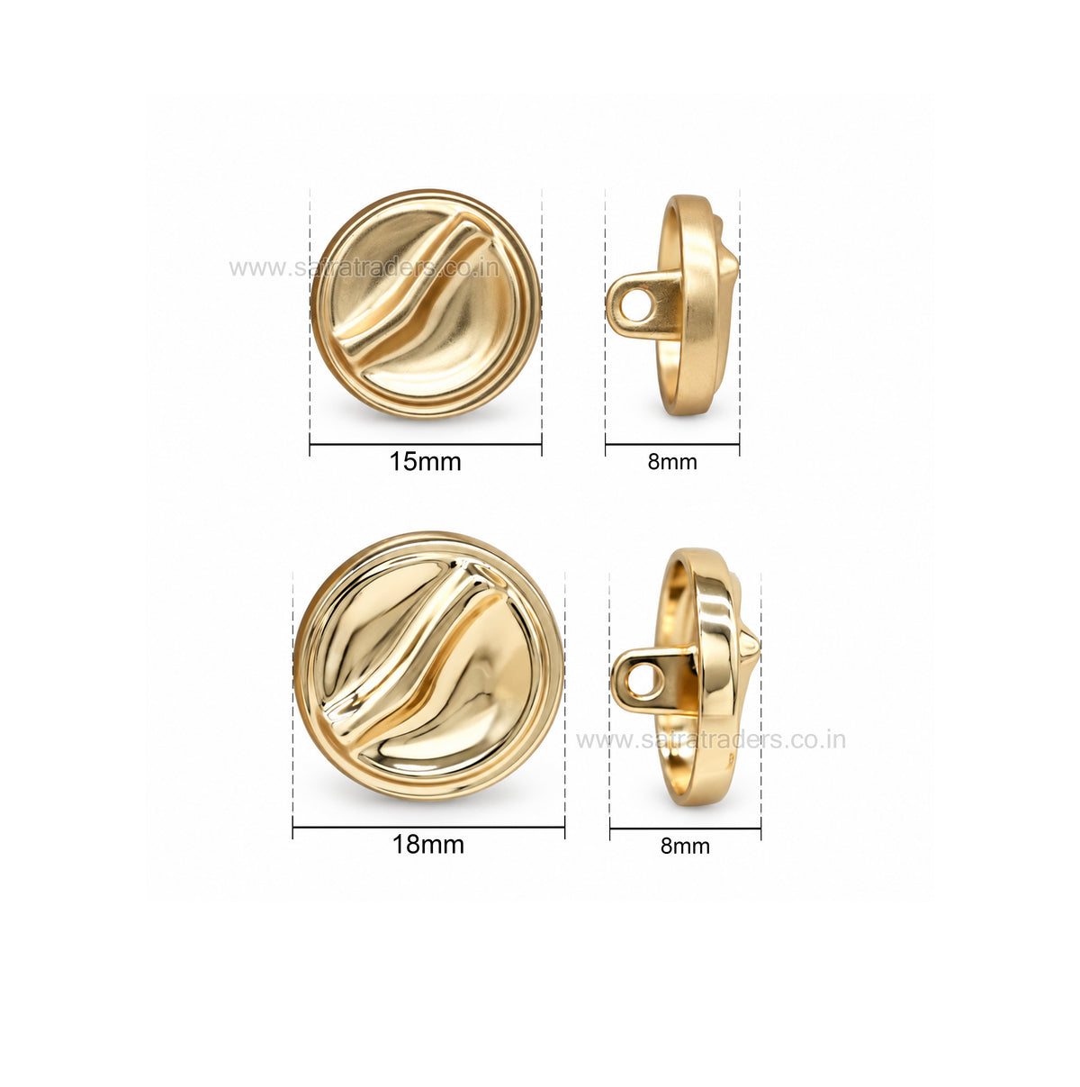 Hammered Dome Metal Shank Buttons with Loop | Qty : 6pcs