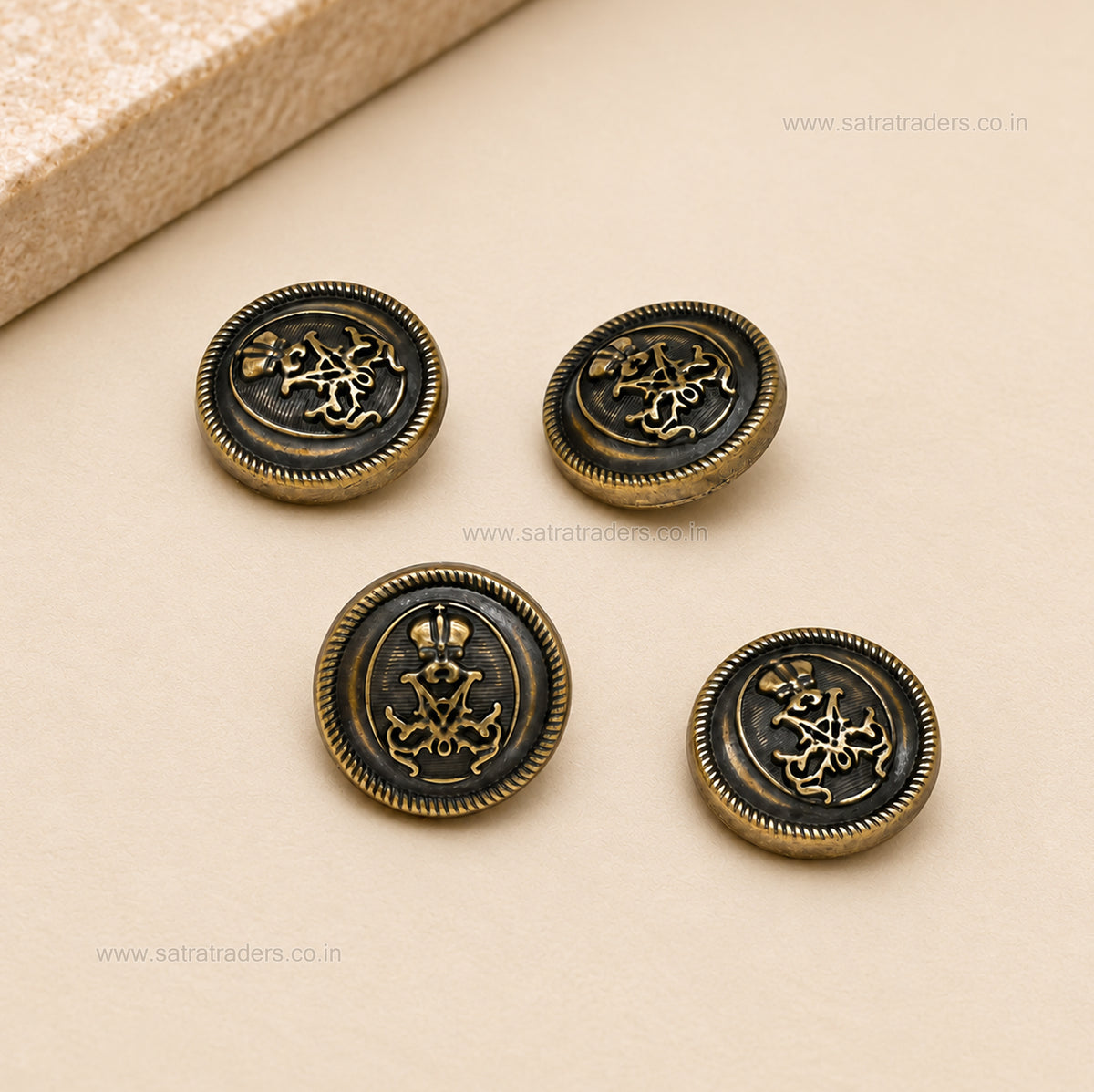 Antique Bronze Blazer & Suit Buttons with Loop | Size : 18mm | Qty : 6pcs