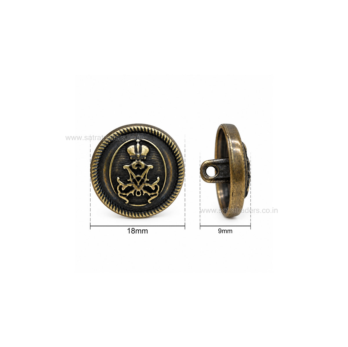 Antique Bronze Blazer & Suit Buttons with Loop | Size : 18mm | Qty : 6pcs