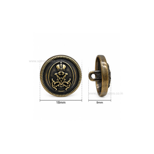Antique Bronze Blazer & Suit Buttons with Loop | Size : 18mm | Qty : 6pcs