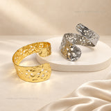 Abstract Cutout Hammered Wrap Brass Kada | 1pc | K134